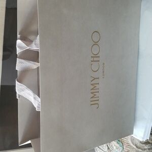 Jimmy Choo London Grey Paper Shopping Bag with Gold Logo
